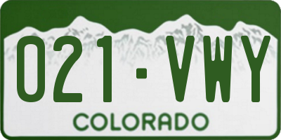 CO license plate 021VWY