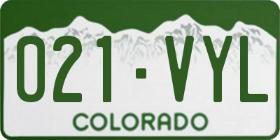 CO license plate 021VYL