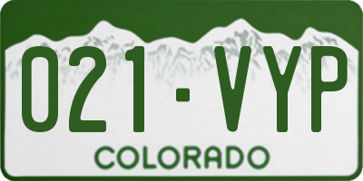 CO license plate 021VYP