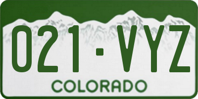 CO license plate 021VYZ