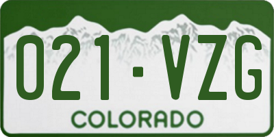 CO license plate 021VZG