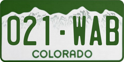 CO license plate 021WAB