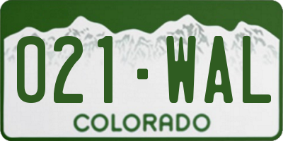 CO license plate 021WAL