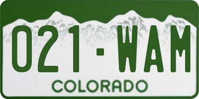 CO license plate 021WAM