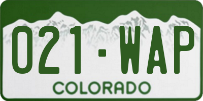 CO license plate 021WAP