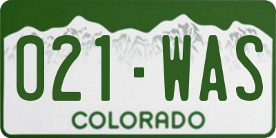 CO license plate 021WAS