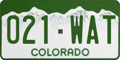 CO license plate 021WAT