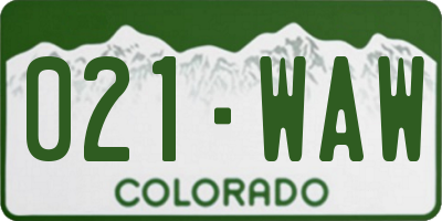 CO license plate 021WAW