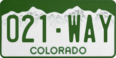 CO license plate 021WAY