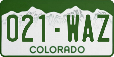 CO license plate 021WAZ