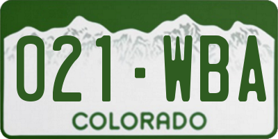 CO license plate 021WBA