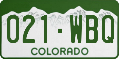 CO license plate 021WBQ