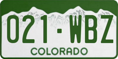 CO license plate 021WBZ