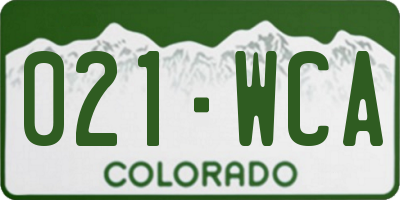 CO license plate 021WCA