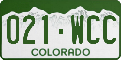 CO license plate 021WCC