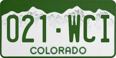 CO license plate 021WCI