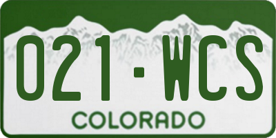 CO license plate 021WCS