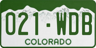 CO license plate 021WDB