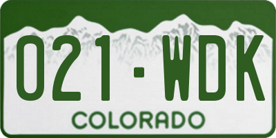 CO license plate 021WDK