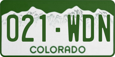CO license plate 021WDN