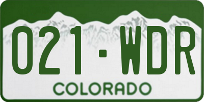 CO license plate 021WDR