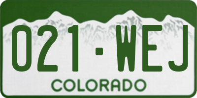 CO license plate 021WEJ