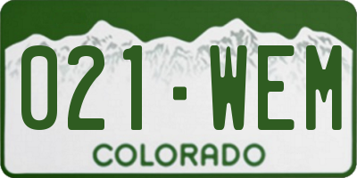 CO license plate 021WEM