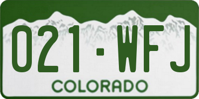 CO license plate 021WFJ