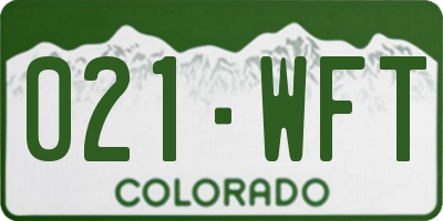 CO license plate 021WFT