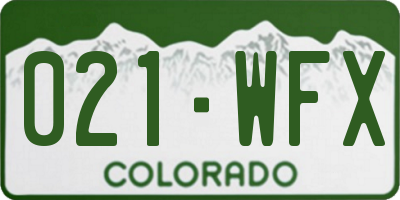 CO license plate 021WFX