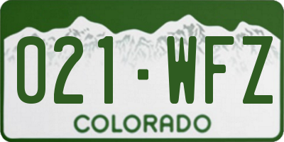 CO license plate 021WFZ