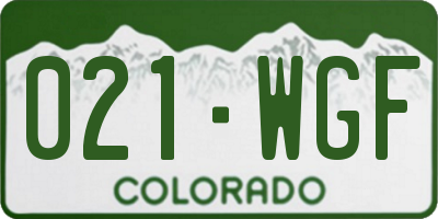 CO license plate 021WGF