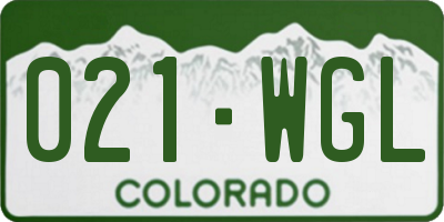 CO license plate 021WGL
