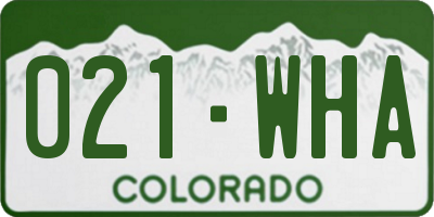 CO license plate 021WHA