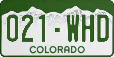 CO license plate 021WHD