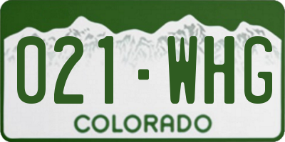 CO license plate 021WHG