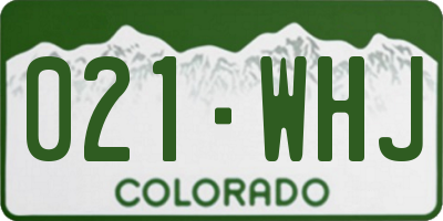 CO license plate 021WHJ