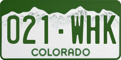 CO license plate 021WHK