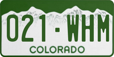CO license plate 021WHM