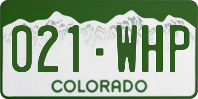 CO license plate 021WHP