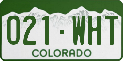 CO license plate 021WHT