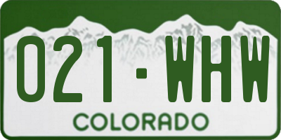 CO license plate 021WHW