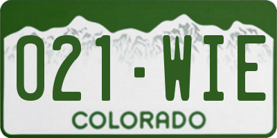 CO license plate 021WIE