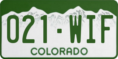 CO license plate 021WIF