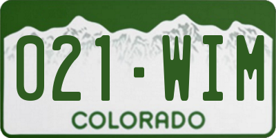 CO license plate 021WIM
