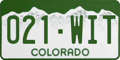 CO license plate 021WIT