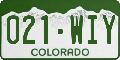 CO license plate 021WIY