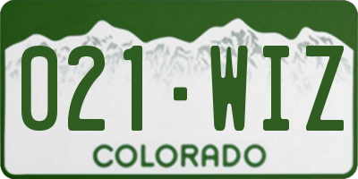 CO license plate 021WIZ