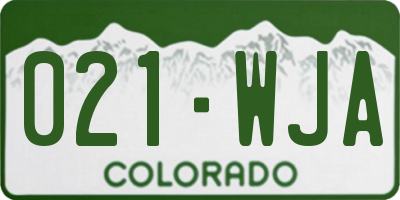 CO license plate 021WJA