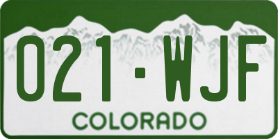 CO license plate 021WJF